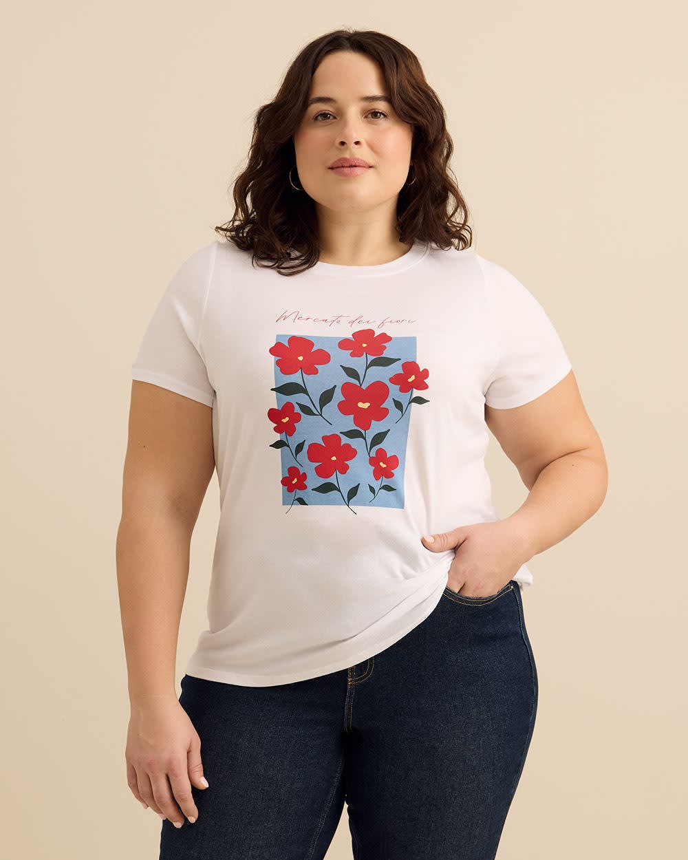 Crewneck Short-Sleeve Knit Top