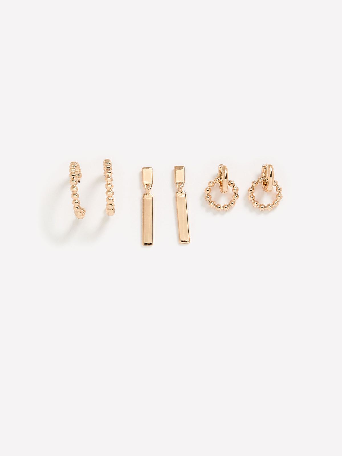 Assorted Golden Earrings, Set of 3