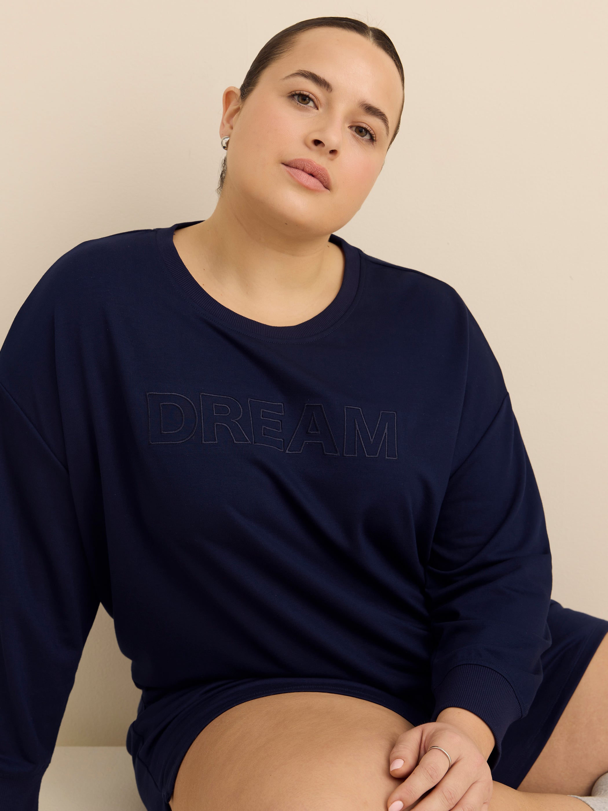 Long-Sleeve French Terry Sweatshirt with Embroidery - ti Voglio