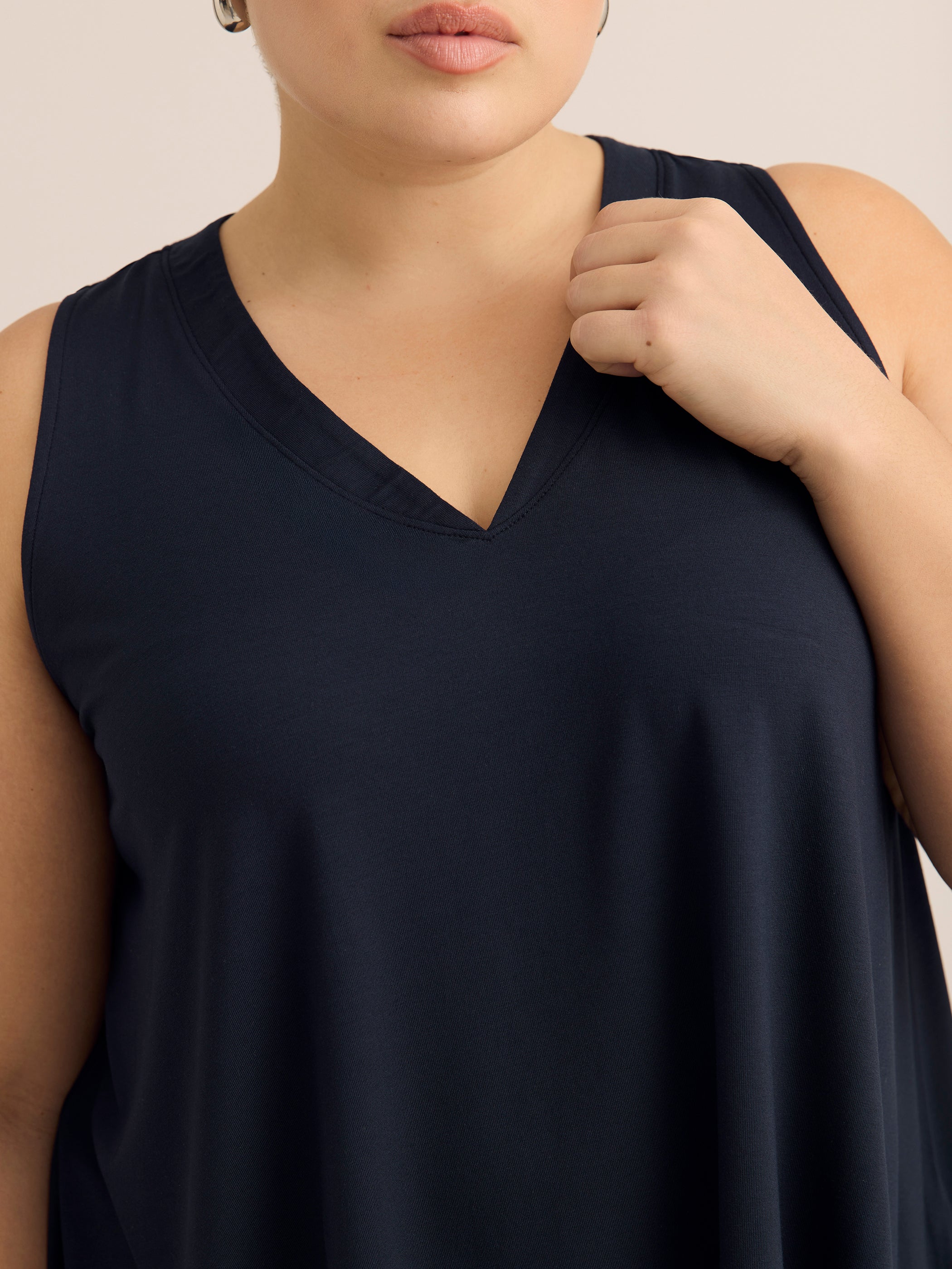 Sleeveless V-Neck Swing Top
