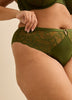 Green Lace Cheeky Brief with Microfibre at Front - Déesse Collection