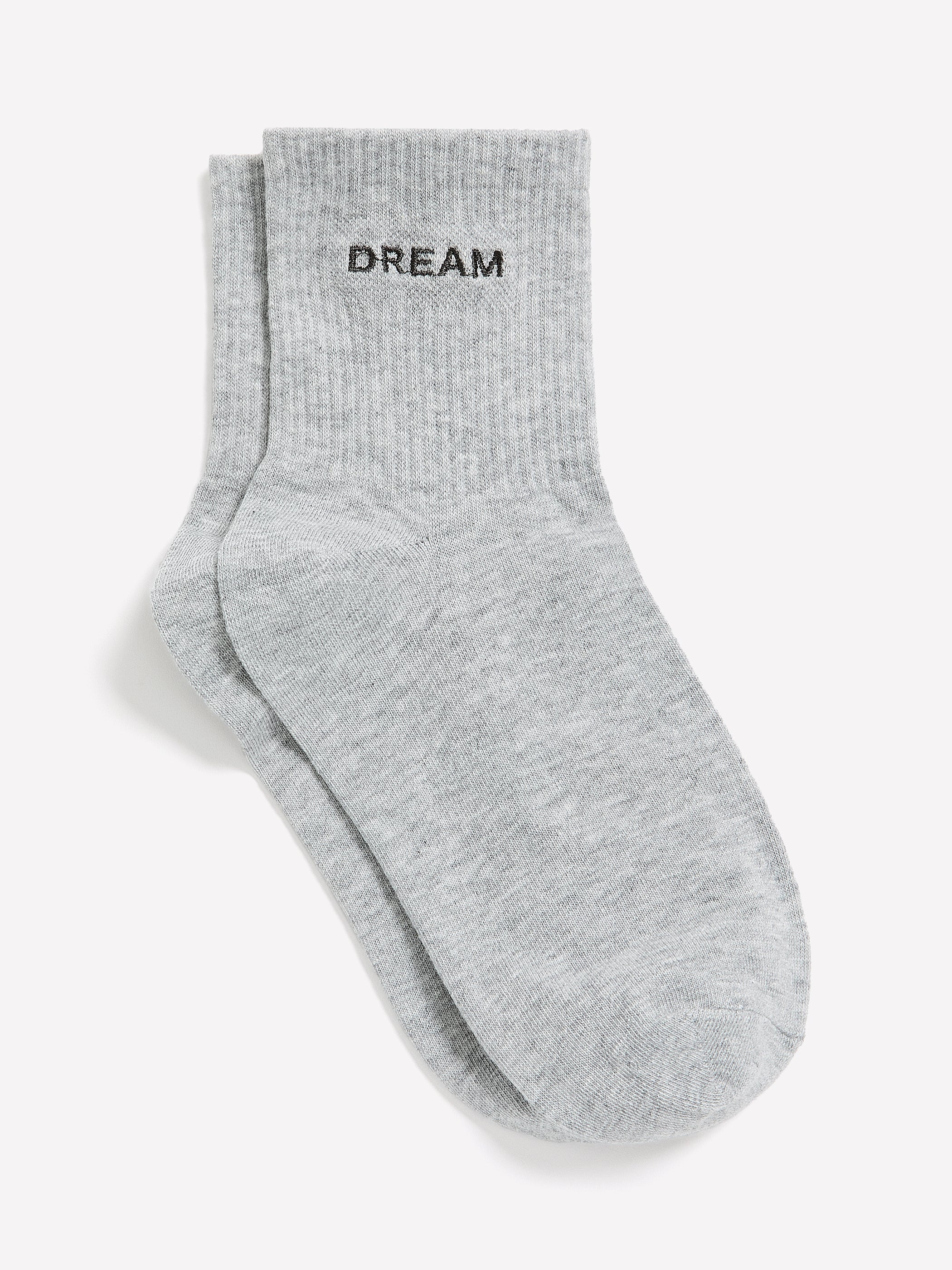 Chaussettes courtes grises avec broderie Dream