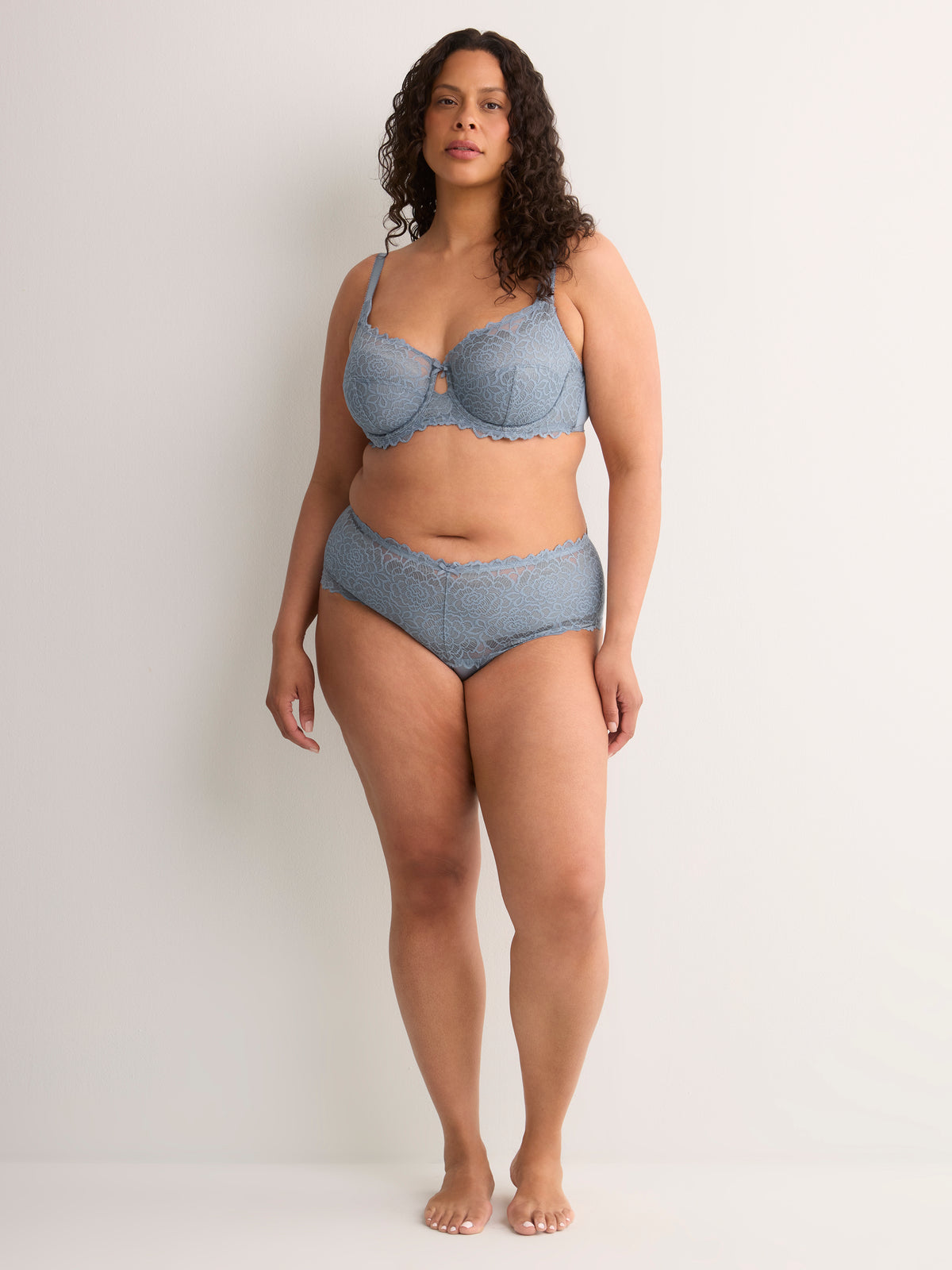 Blue T-Cup Unlined Underwire Lace Bra - Déesse Collection