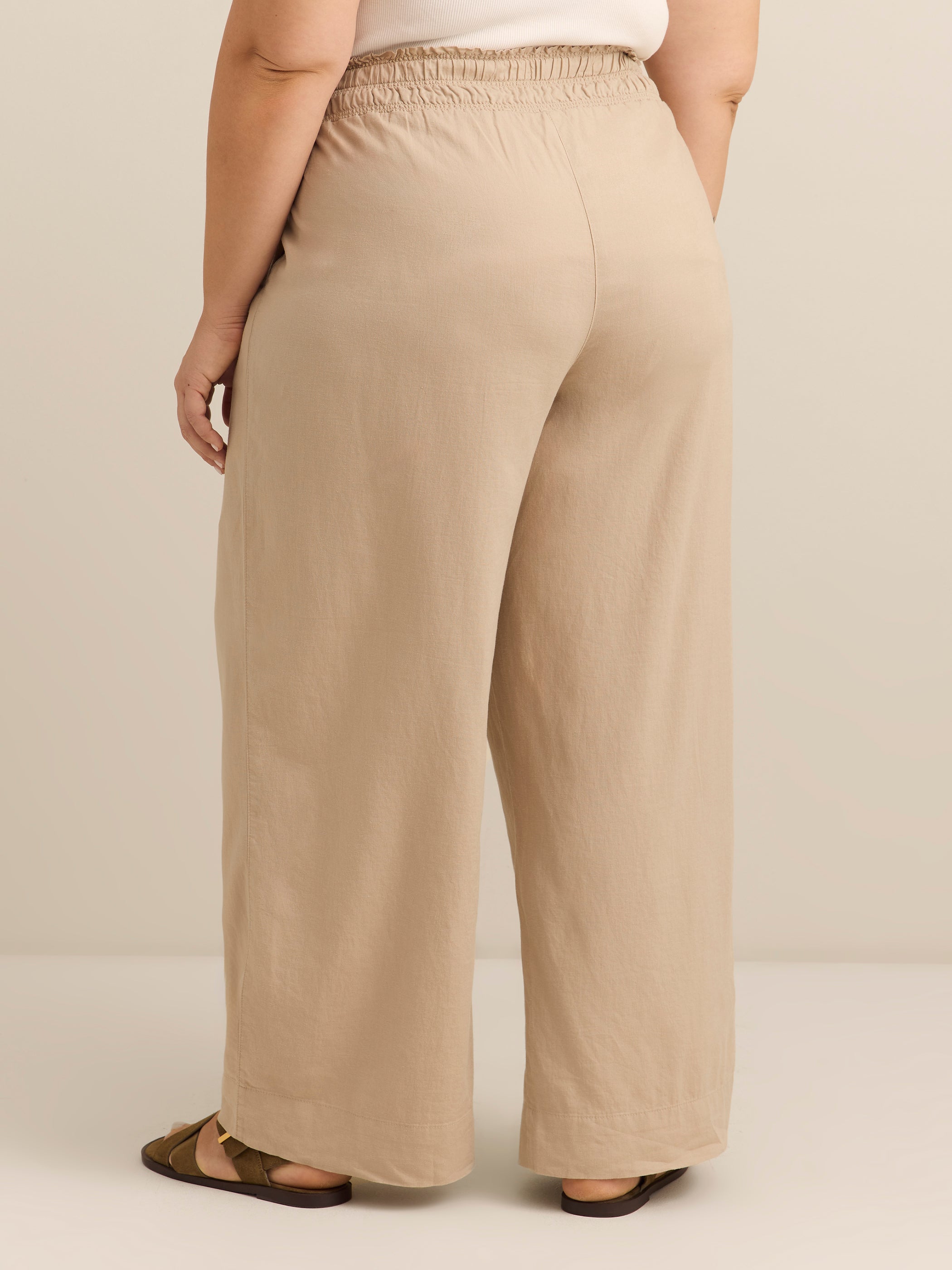 Pantalon en mélange de lin à jambe large