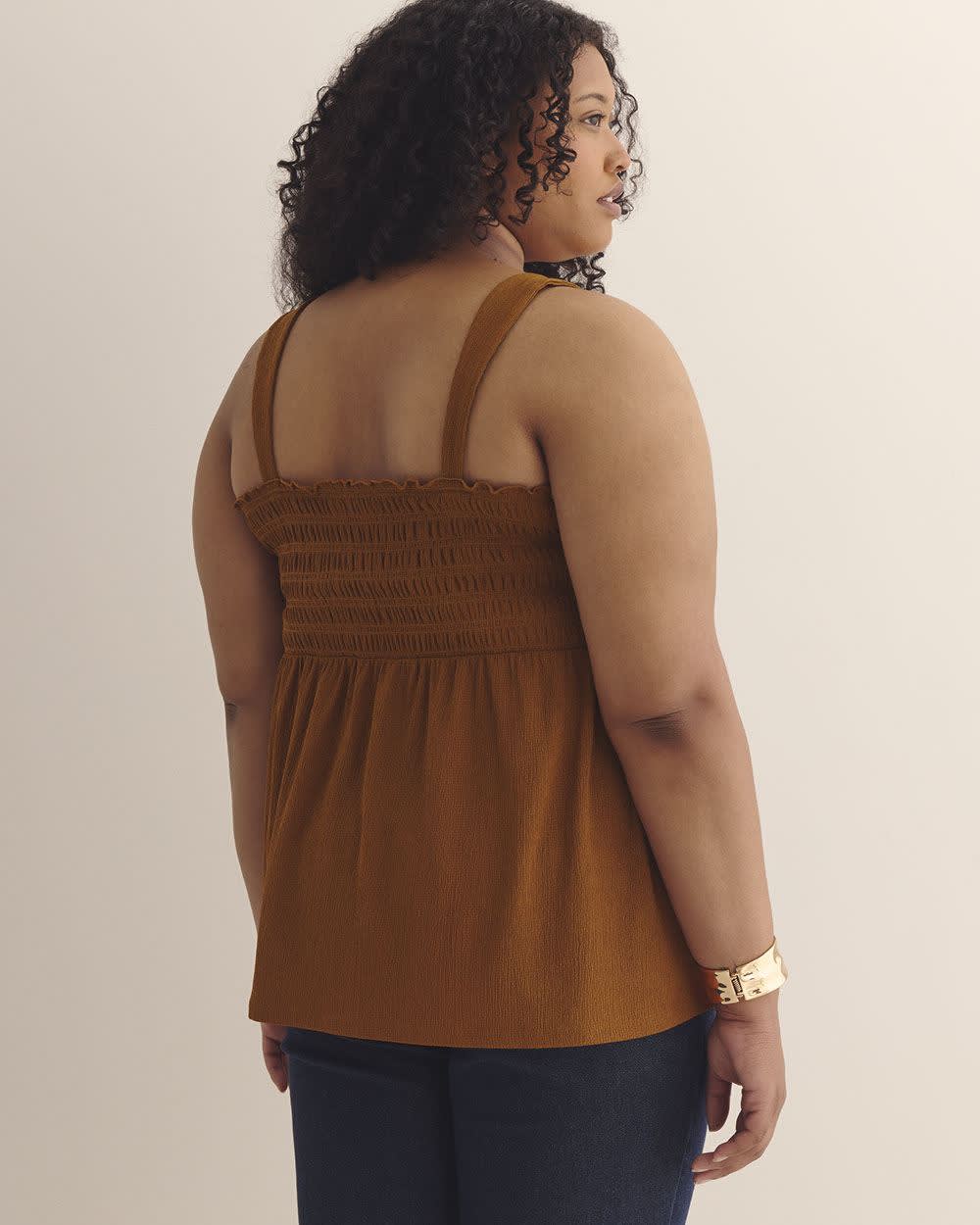 Smocking Knit Top with Large Straps