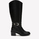 Extra Wide Width and Wide Calf, Tall Black Block-Heel Boot with Double Wrap Strap