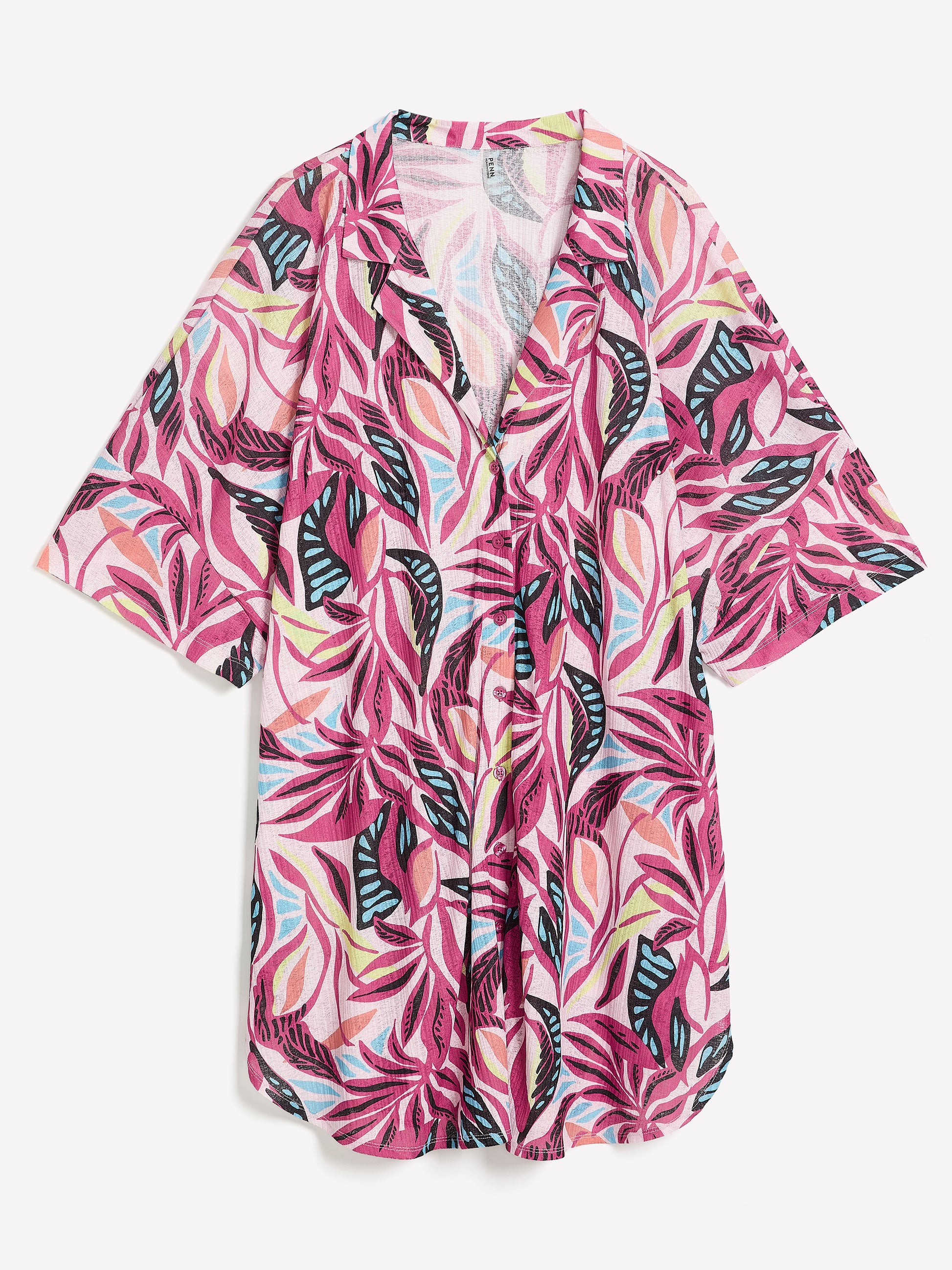 Short Printed Cover-Up Shirtdress