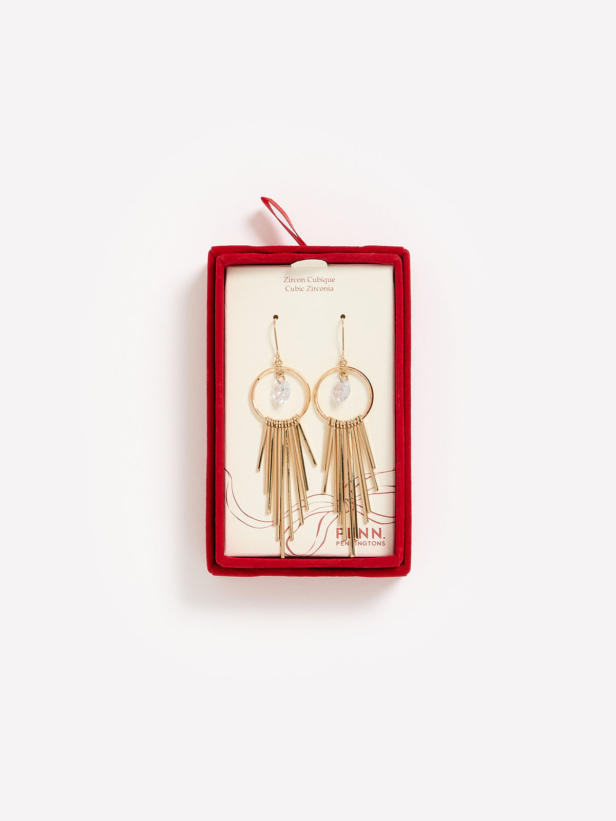 Golden Cubic Zirconia Dangling Earrings