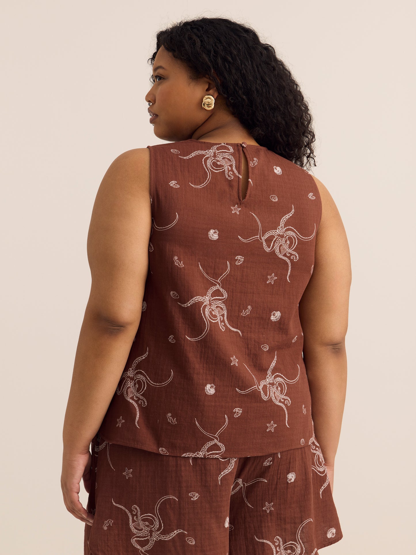 Sleeveless Straight Blouse with Side Ties