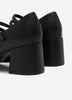 Extra Wide Width, Faux Leather High Block Heel Shoe with Double Strap