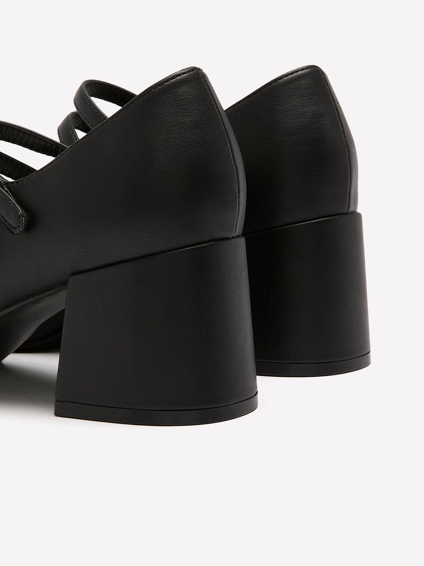 Extra Wide Width, Faux Leather High Block Heel Shoe with Double Strap