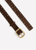 Brown Faux Suede Studded Denim Belt