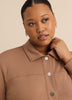 Neoprene Bomber Knit Top with Shirt Collar