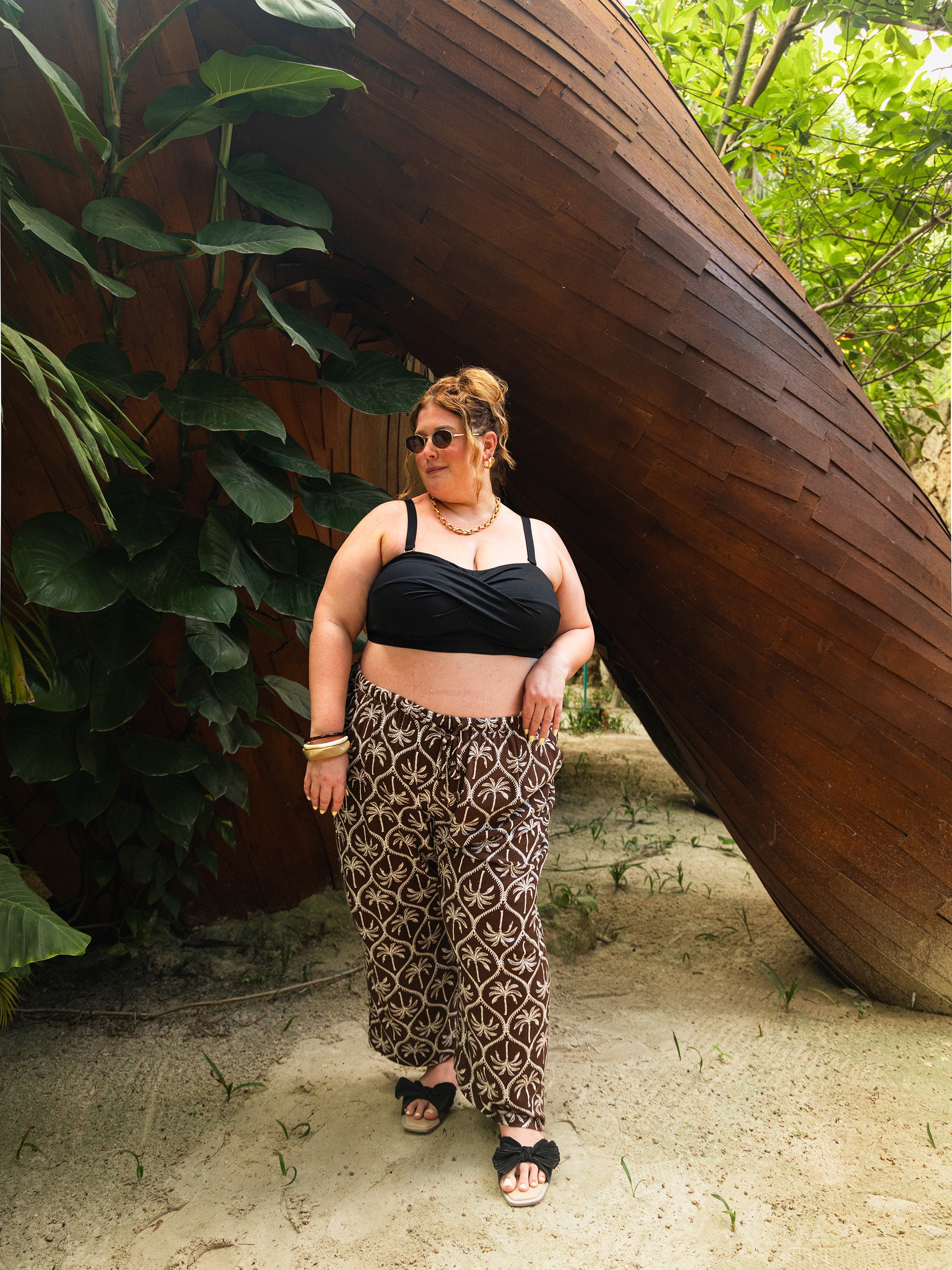 Linen-Blend Wide-Leg Crop Pant with Drawstring at Waistband