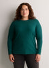 Dark Blue Boyfriend-Fit Long-Sleeve Rib Knit Tee