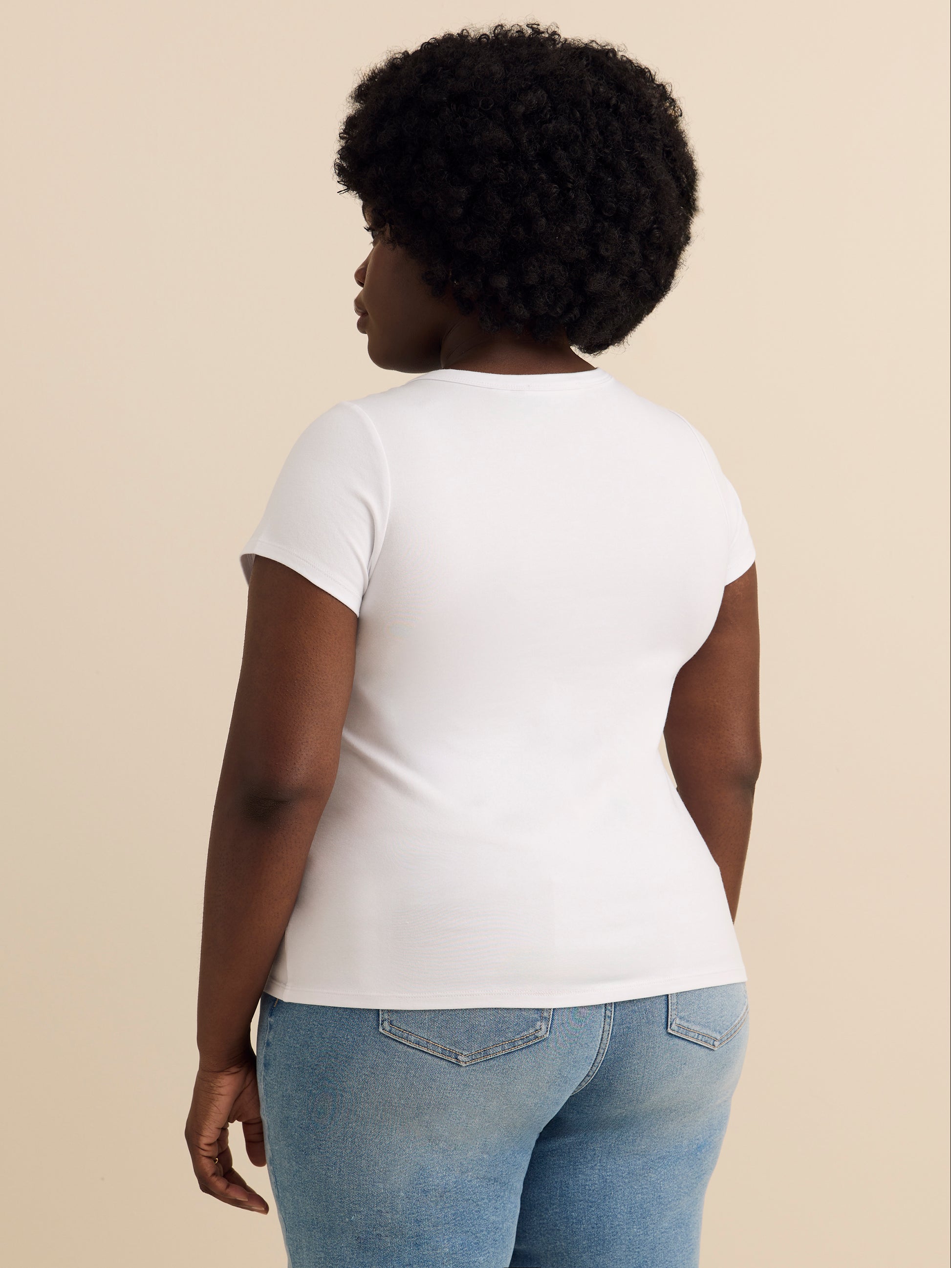 Cap Sleeve Crew Neck T-Shirt - Addition Elle