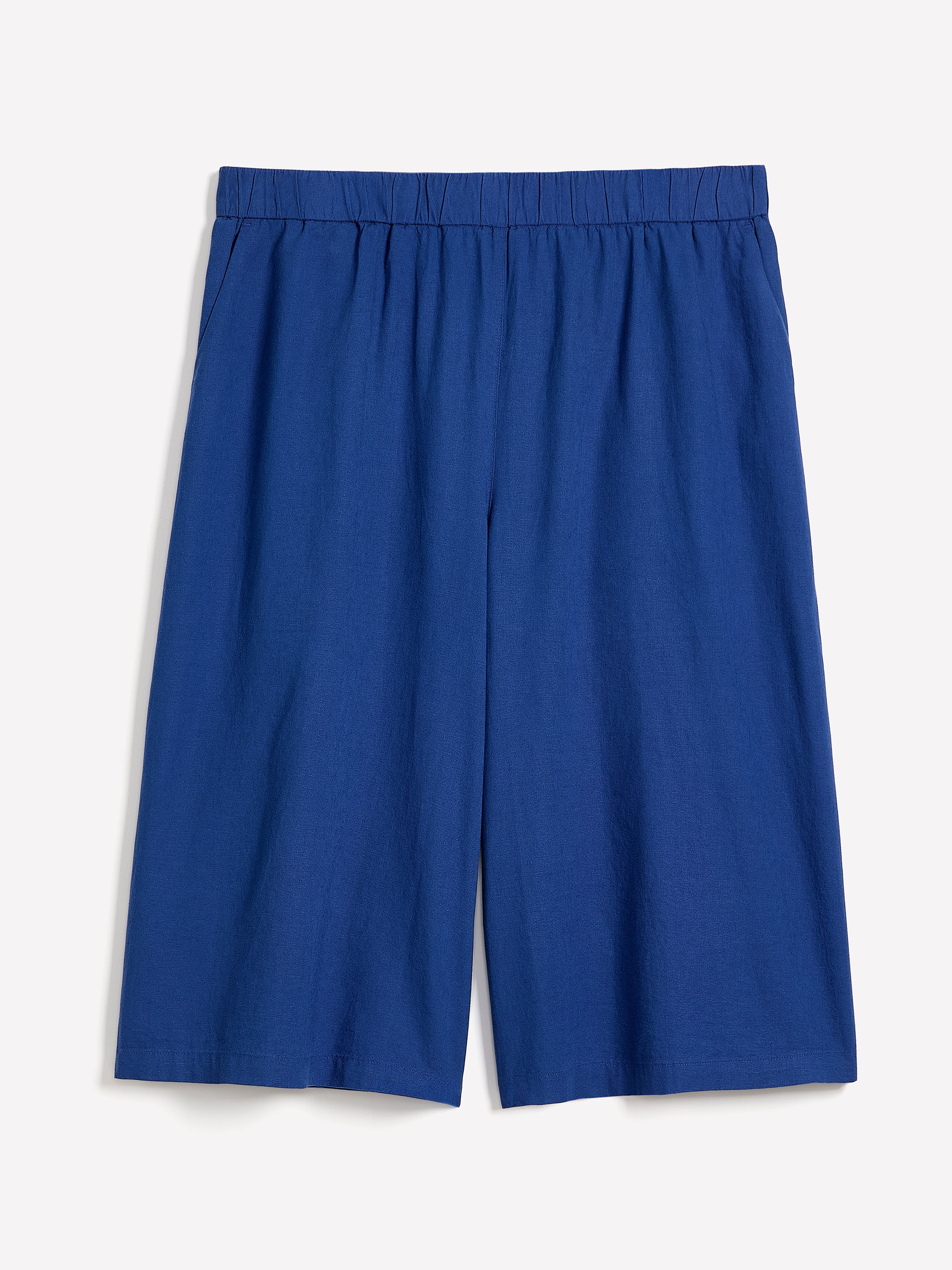 Linen Blend Cropped Wide-Leg Pant