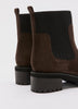 Wide Width, Brown Microsuede Abelita Mid-Heel Chunky Bootie