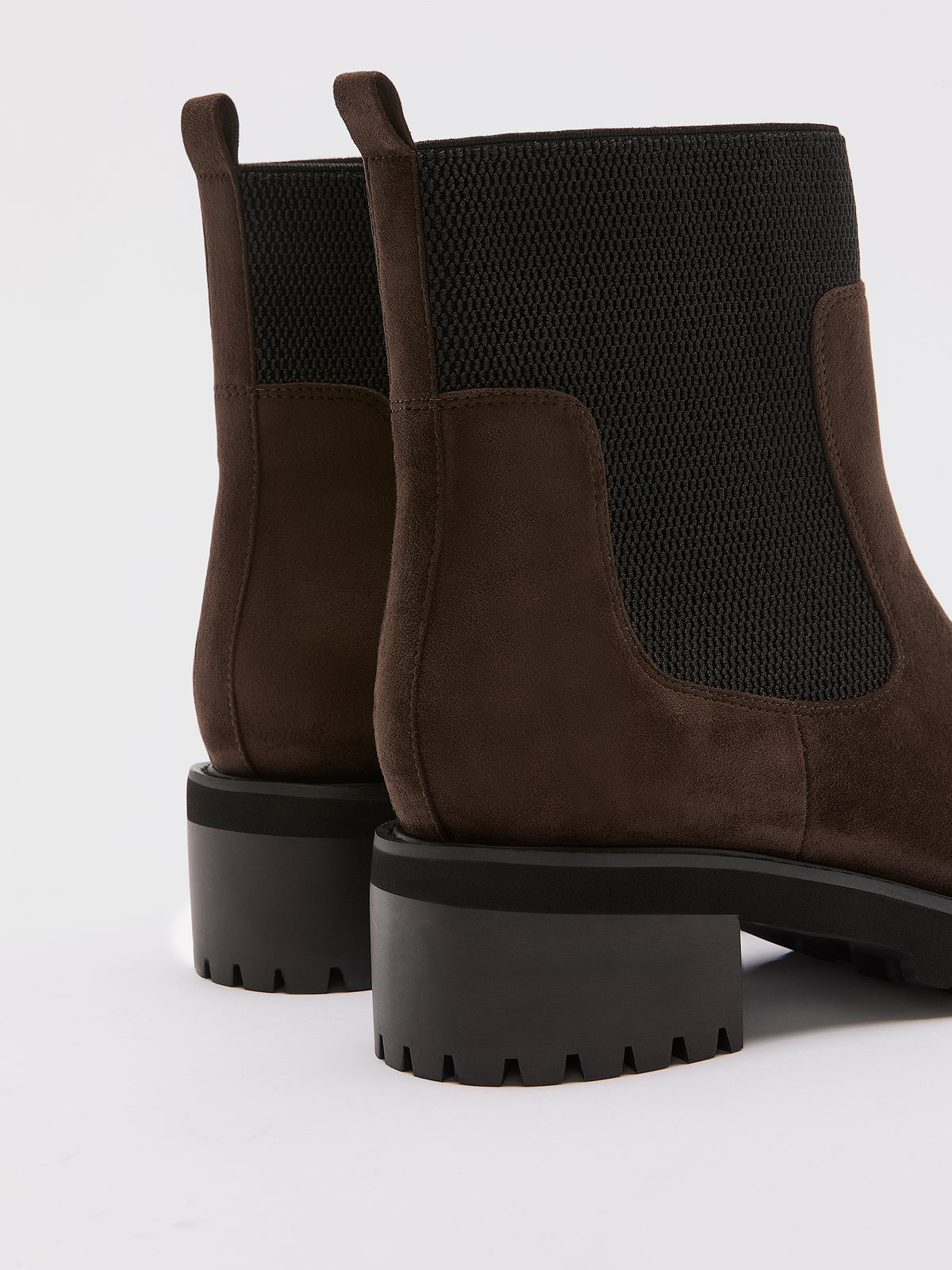 Wide Width, Brown Microsuede Abelita Mid-Heel Chunky Bootie
