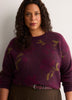Purple Crew-Neck Jacquard Sweater