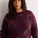 Purple Crew-Neck Jacquard Sweater