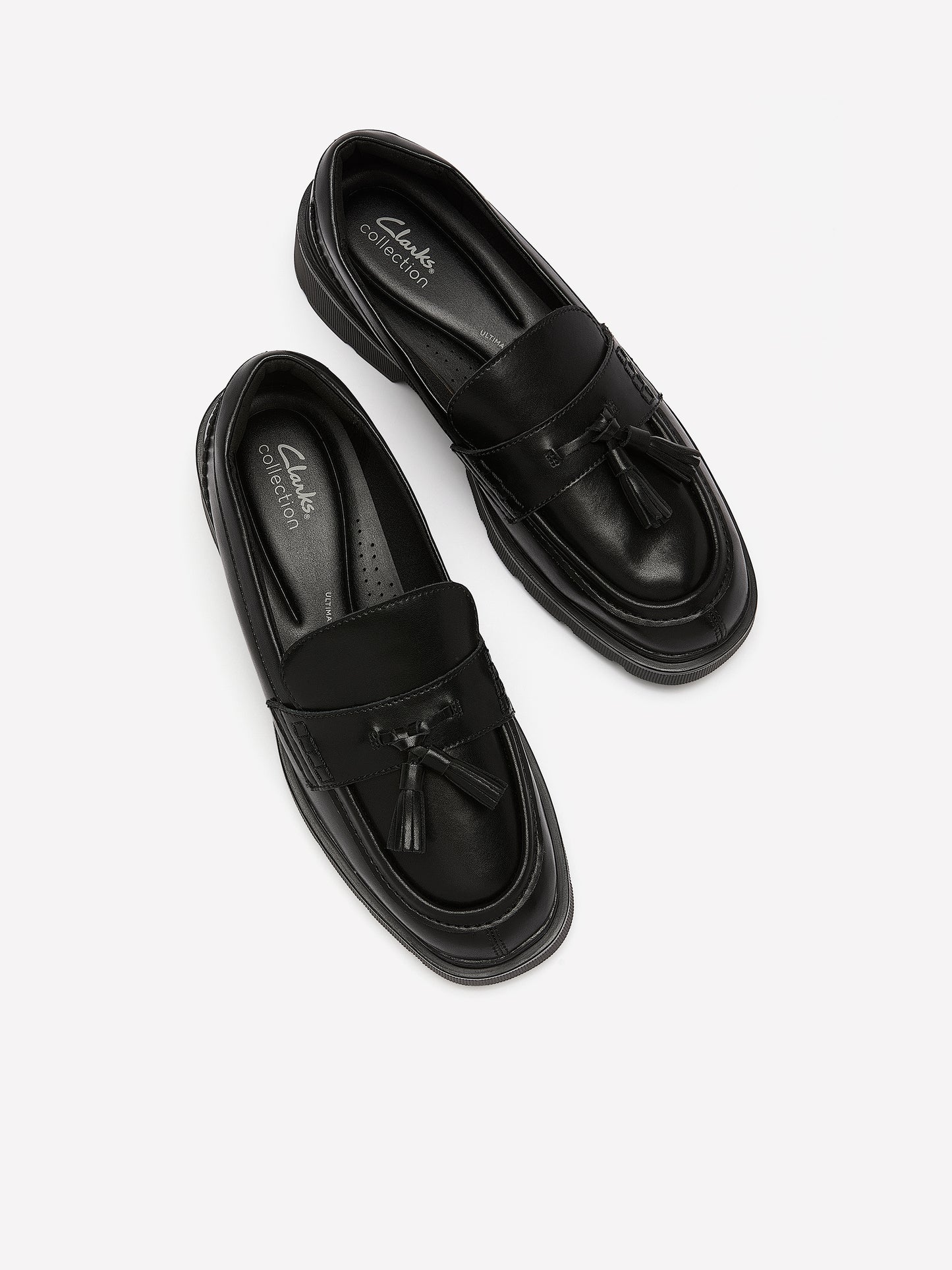 Wide Width, Lauryl Black Leather Loafer with Tassel - Clarks