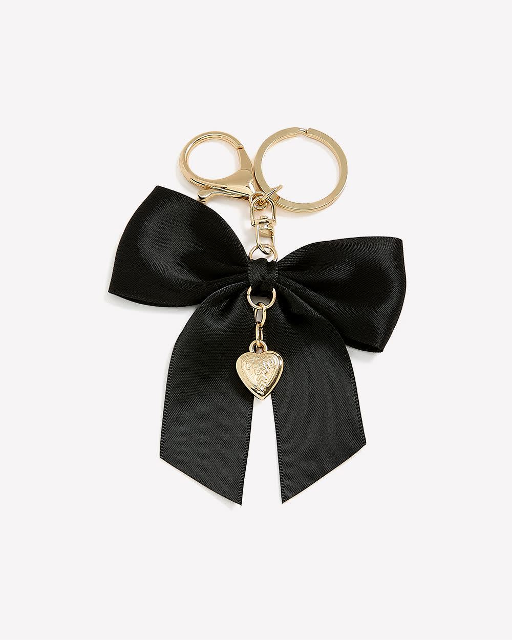 Black Bow Keychain / Bag Charm with Heart