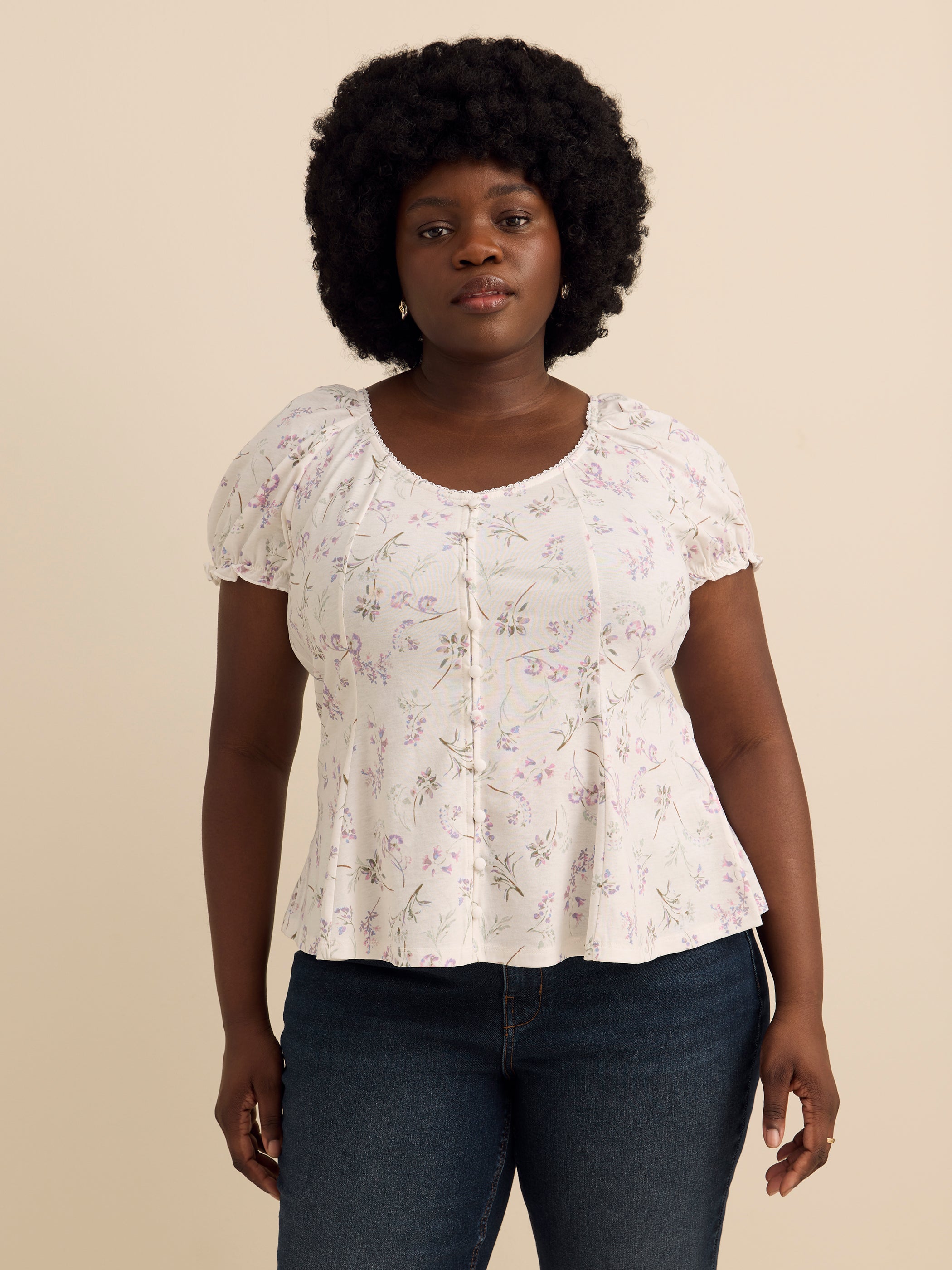 Haut évasée à manches bouffantes - Addition Elle