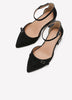 Extra Wide Width, Black Block-Heel Pointy Shoe with Ankle Strap