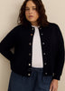 Neoprene Bomber Knit Top with Shirt Collar