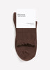 Brown Textured Ankle Socks with Scalloped Edge