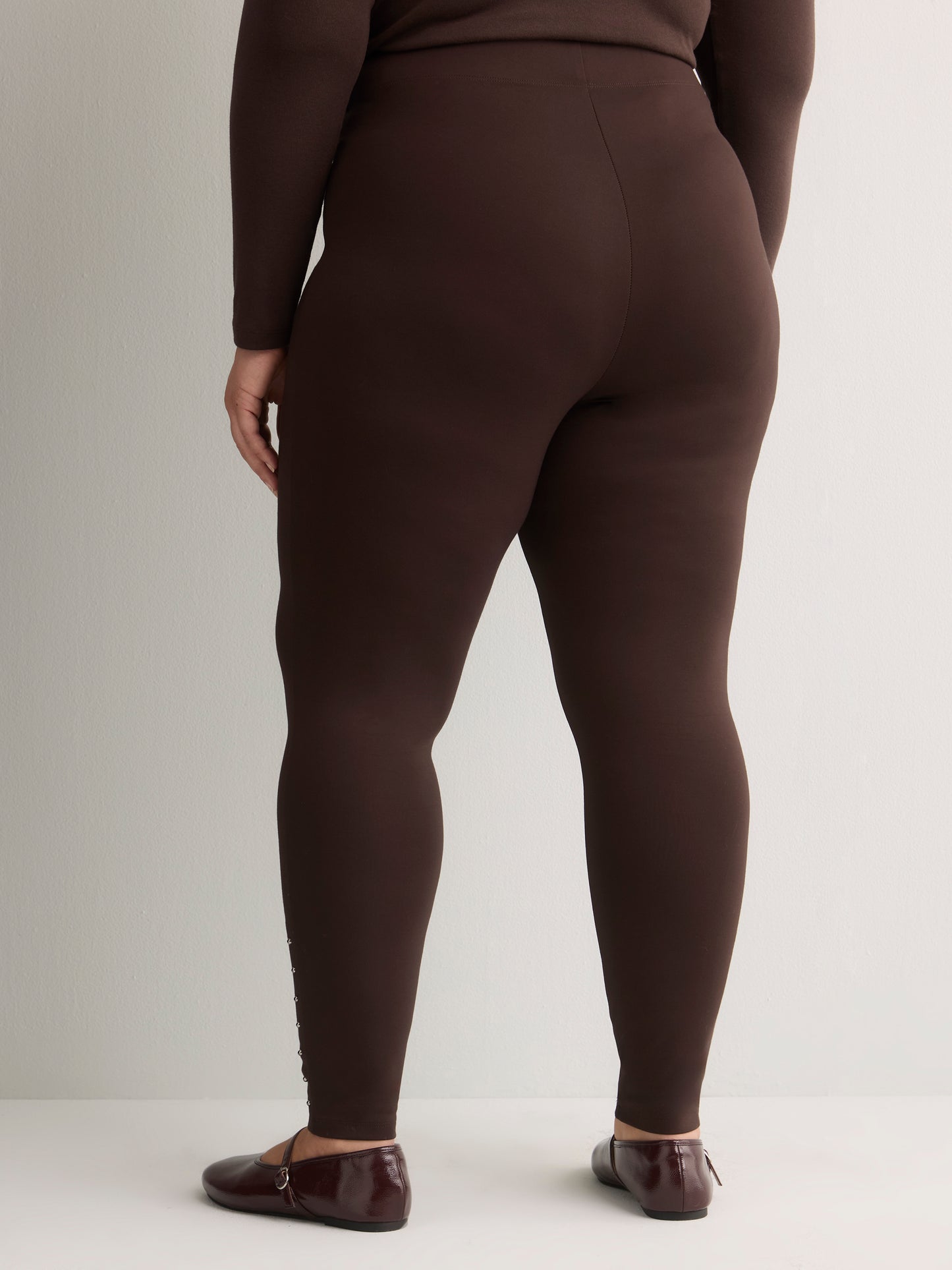Brown Ponte de Roma Fashion Legging with Studded Side