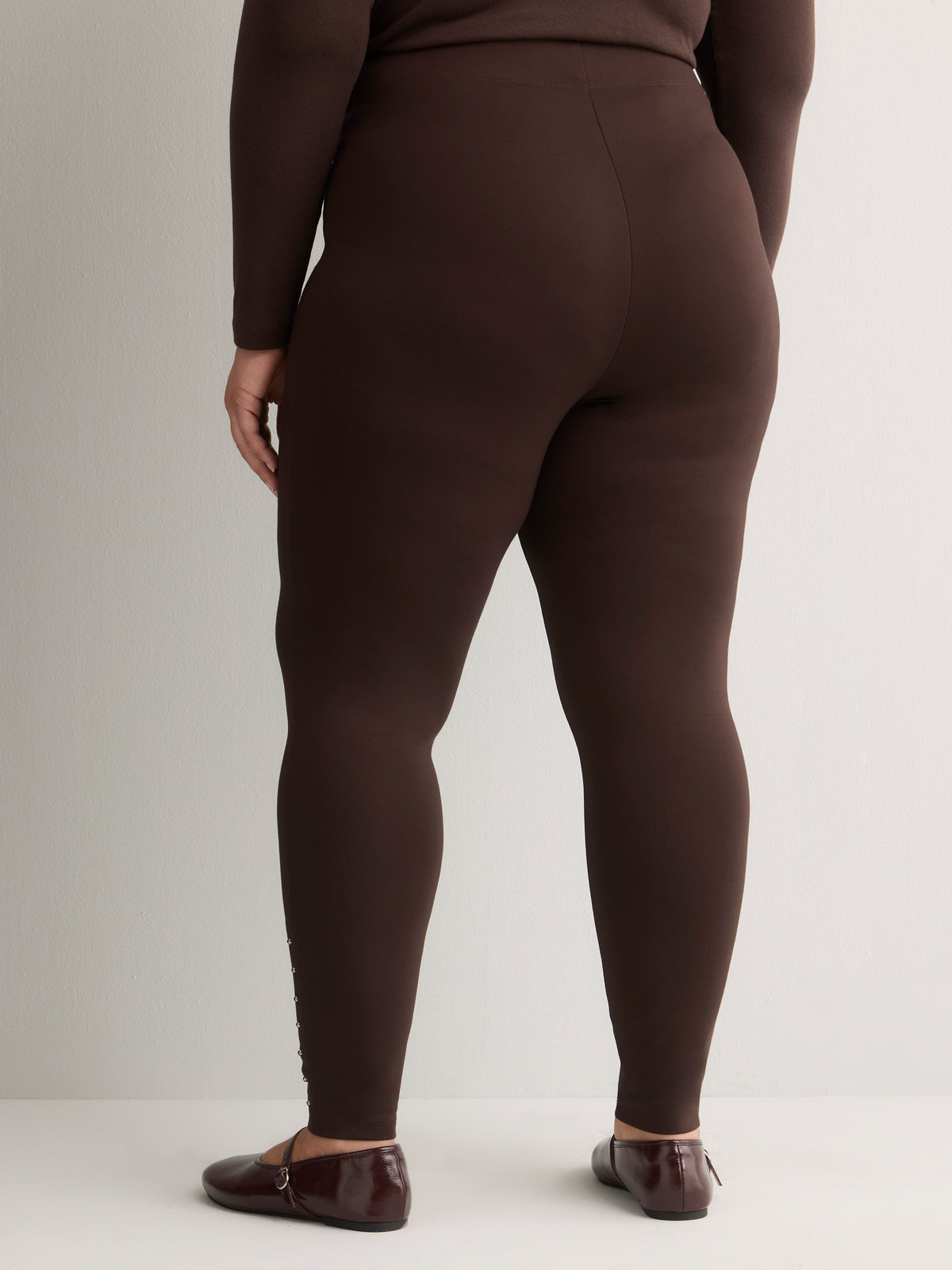 Brown Ponte de Roma Fashion Legging with Studded Side
