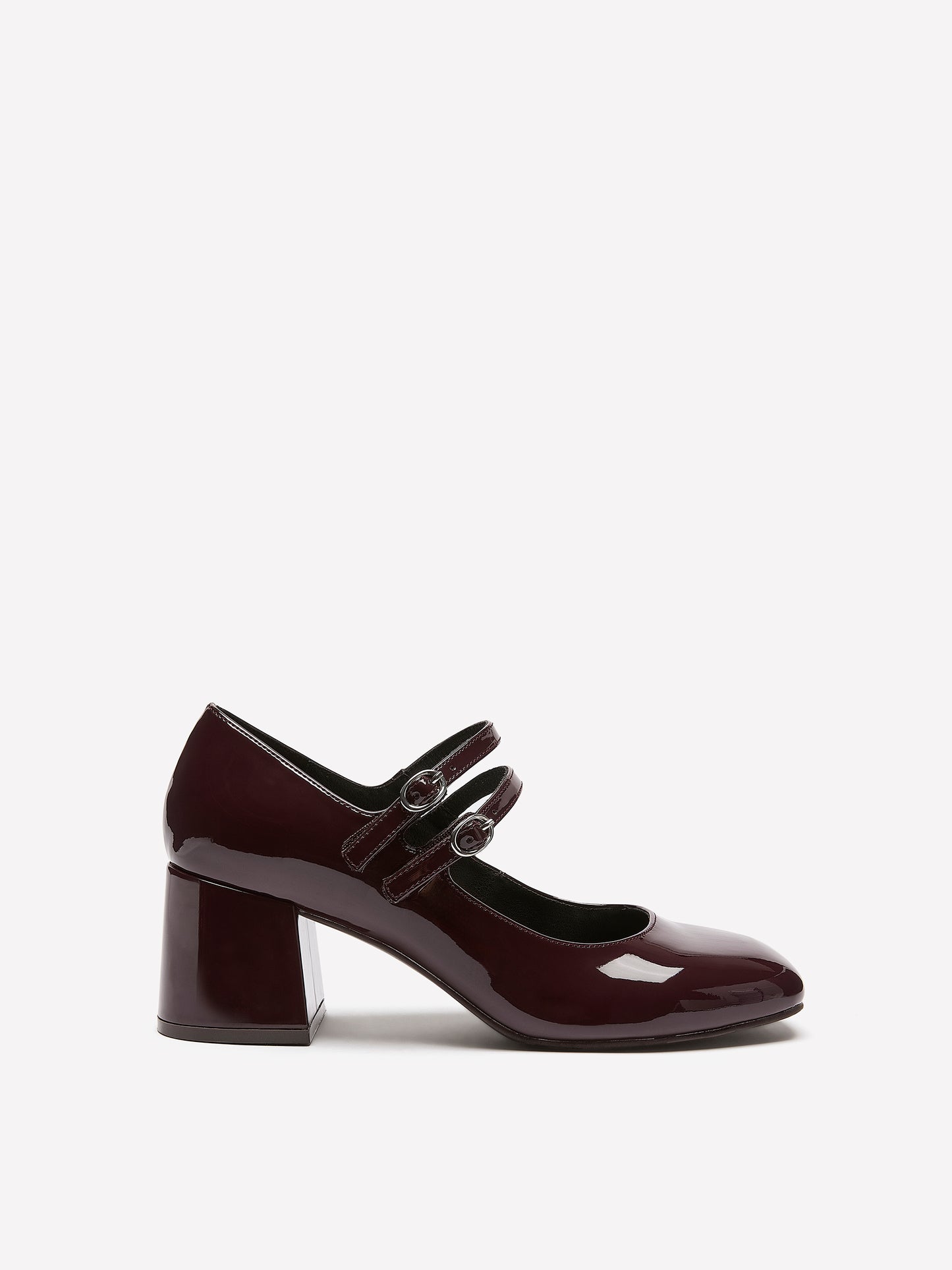 Extra Wide Width, Faux Leather High Block Heel Shoe with Double Strap