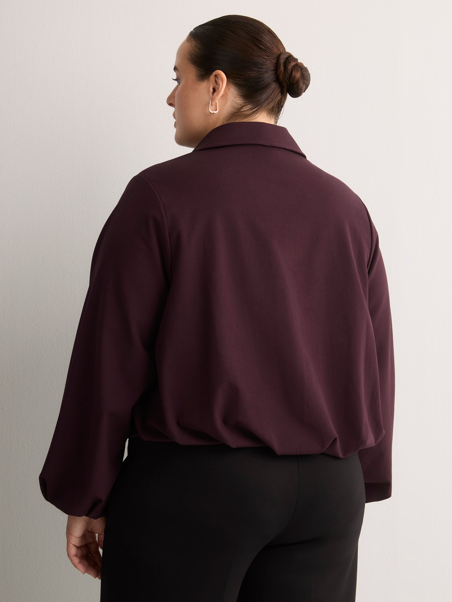 Dark Balloon-Hem Bomber Jacket
