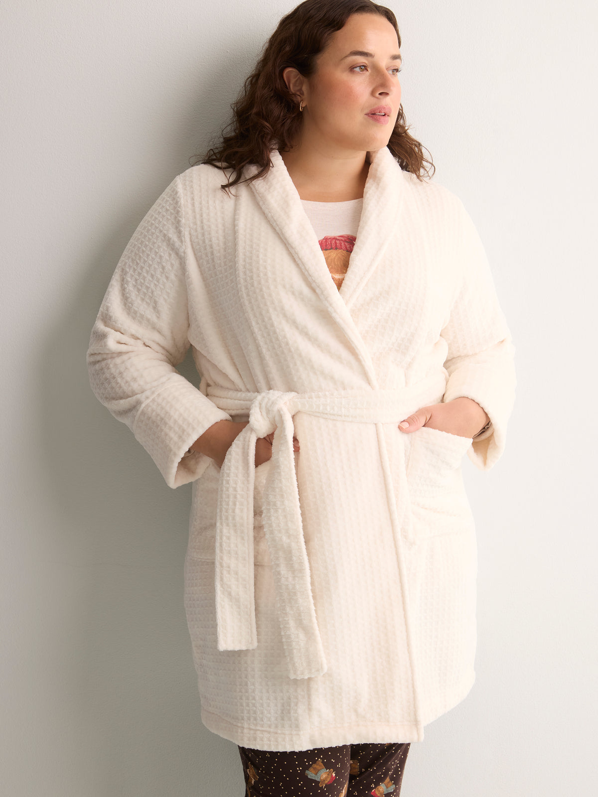 Belted Waffle Plush Robe - tiVOGLIO