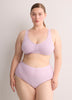 Lavender Wireless Front-Closure Ribbed Knit Bra - ti Voglio