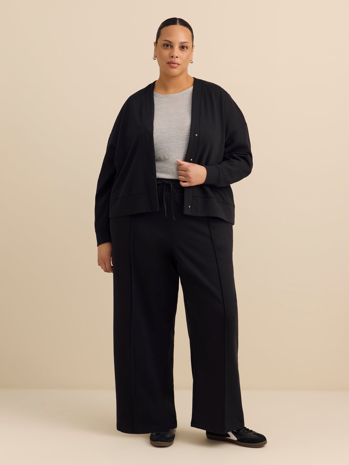 French Terry Button-Up Cardigan - Active Zone