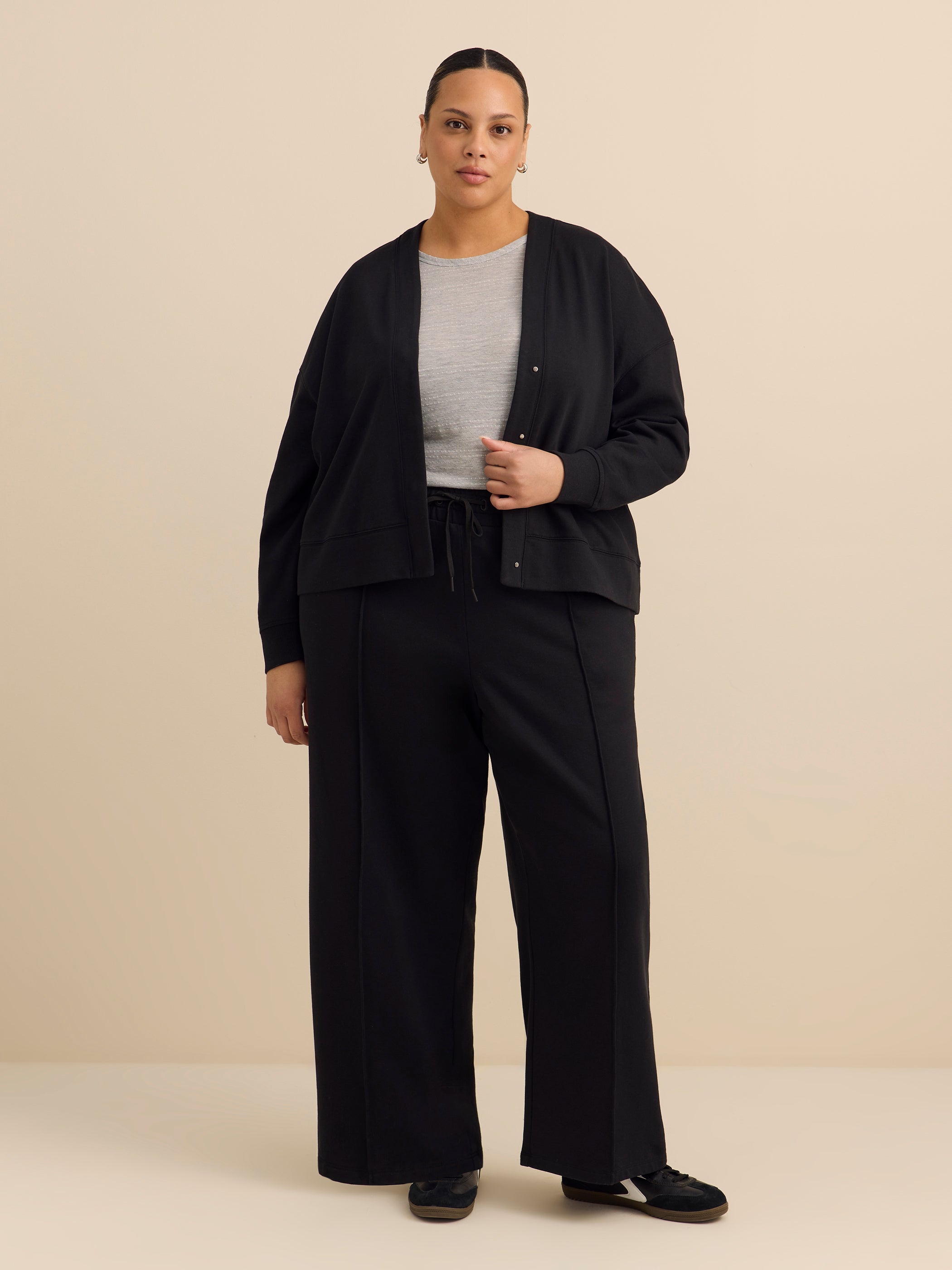 French Terry Button-Up Cardigan - Active Zone