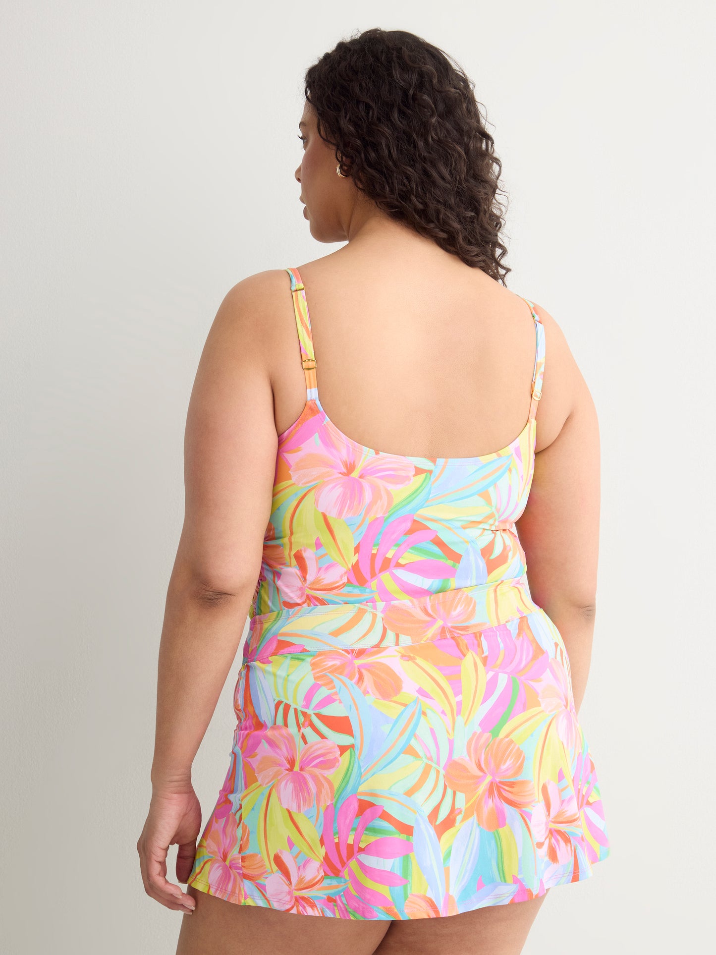 Floral Scoop-Neck Tankini Top with Inner Bra - Bleu Rod Beattie