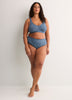 Wireless Blue Leopard Cotton Bra with Lace Trim - tiVOGLIO