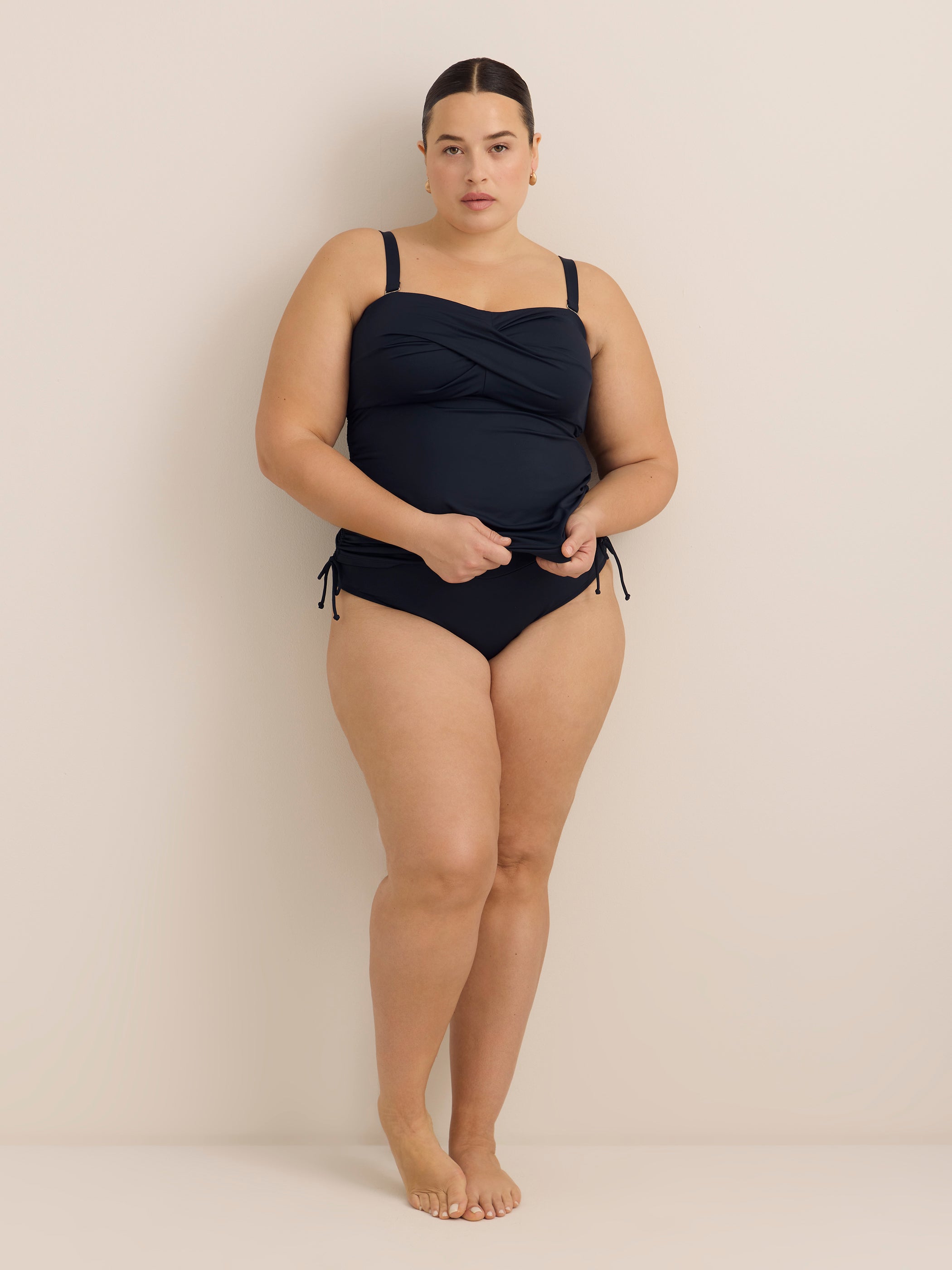 Black Twisted Bandeau Tankini Top