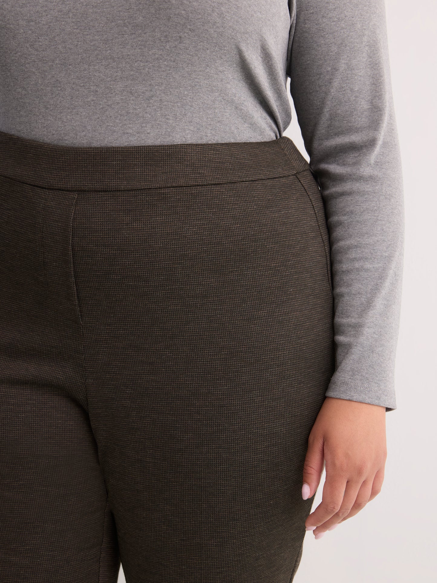 Mixed Brown Bootcut Pull-On Knit Pant, Essential Pant