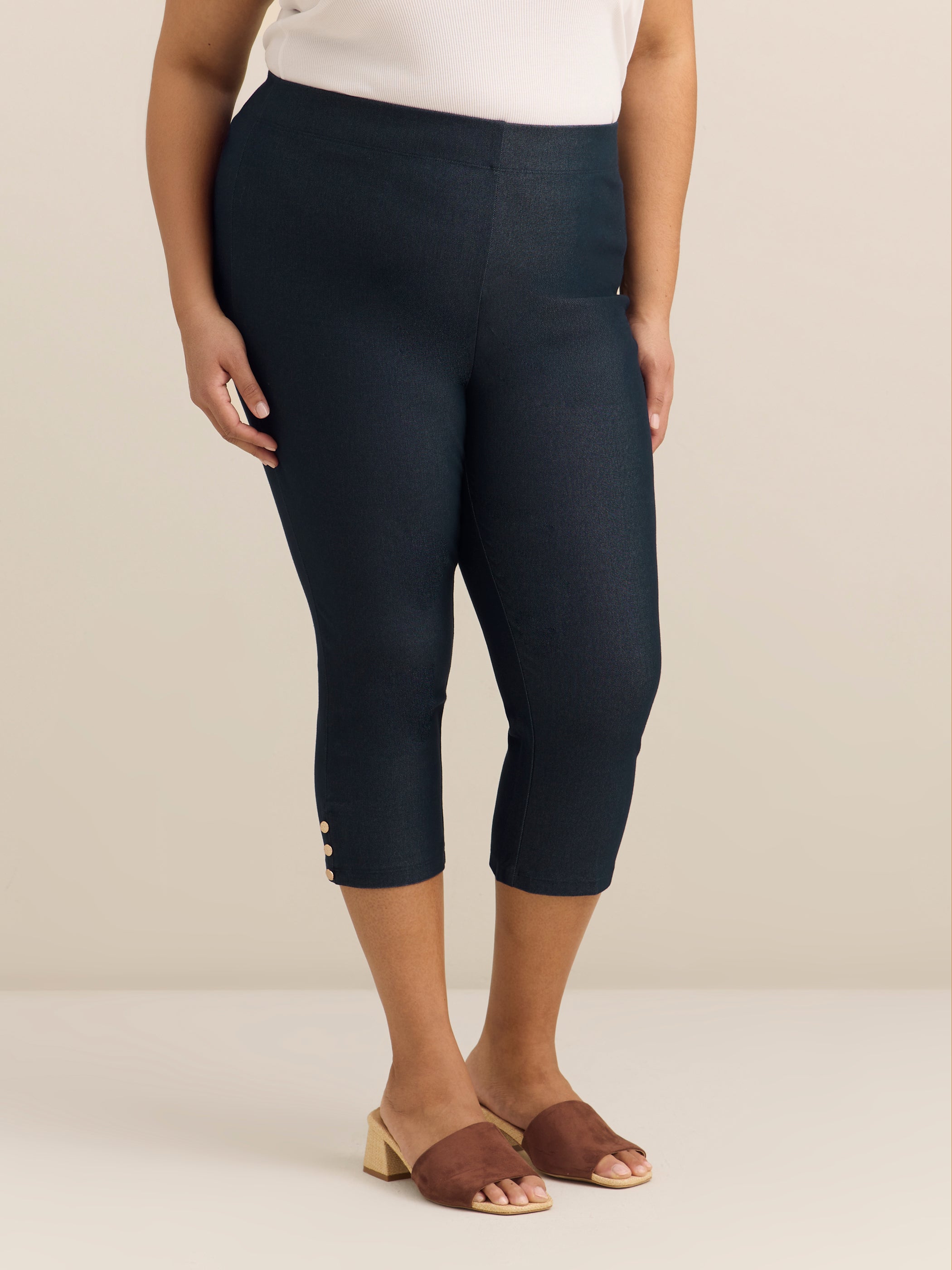 Capri Jean Legging with Gold Button Hem