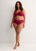 Red Microfibre Thong with Wide Lace Waistband - Déesse