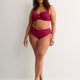 Red Microfibre Thong with Wide Lace Waistband - Déesse