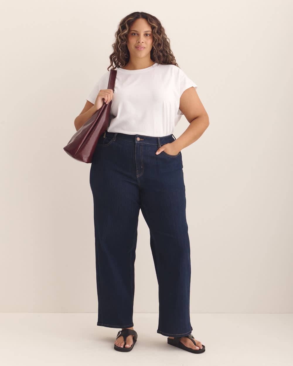 D/C Jeans Curvy Fit Wide Leg Denim Pant – Petite, Cotton Blend