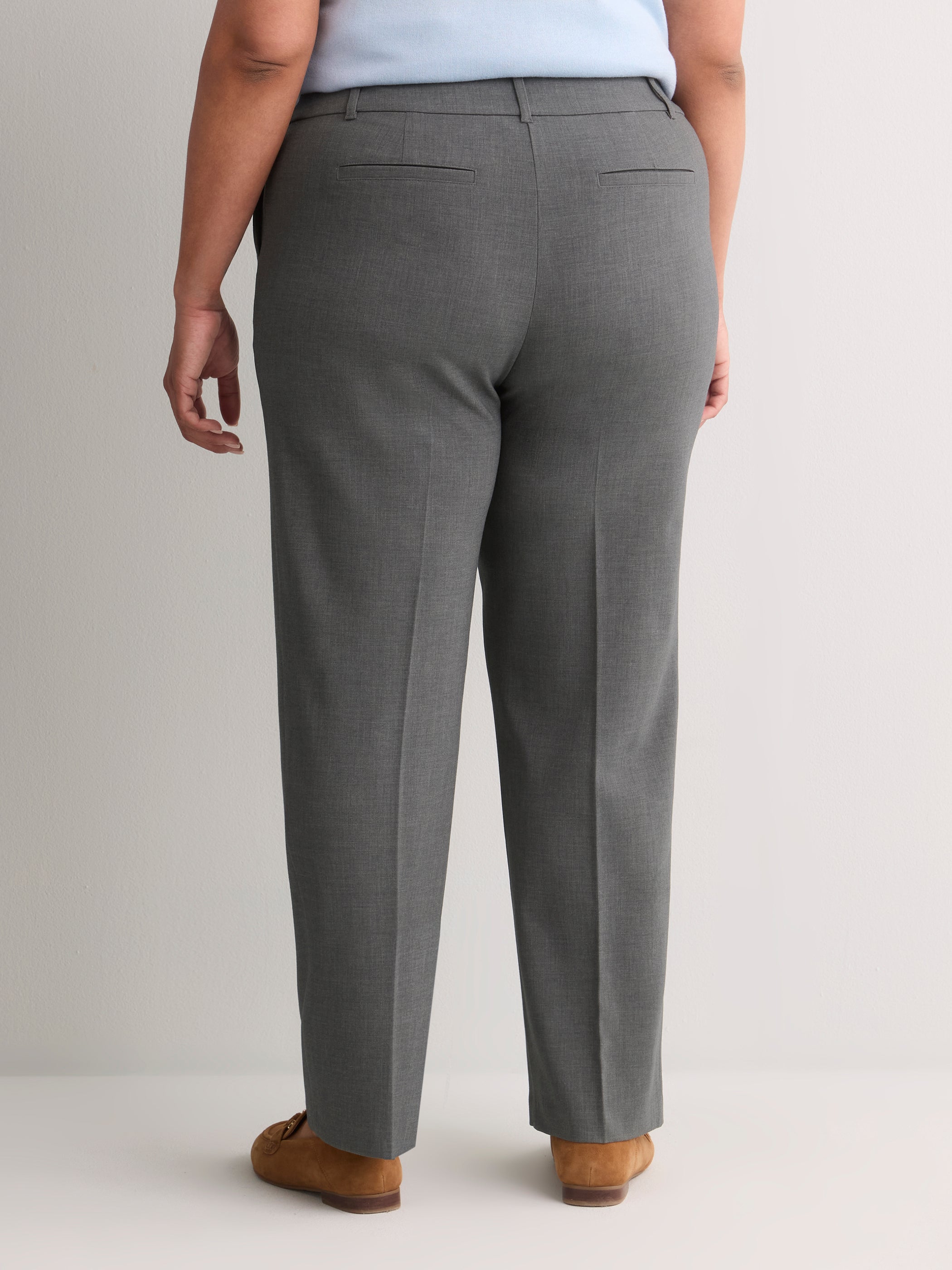 Petite, Heather Blue Straight-Leg Savvy II Pant