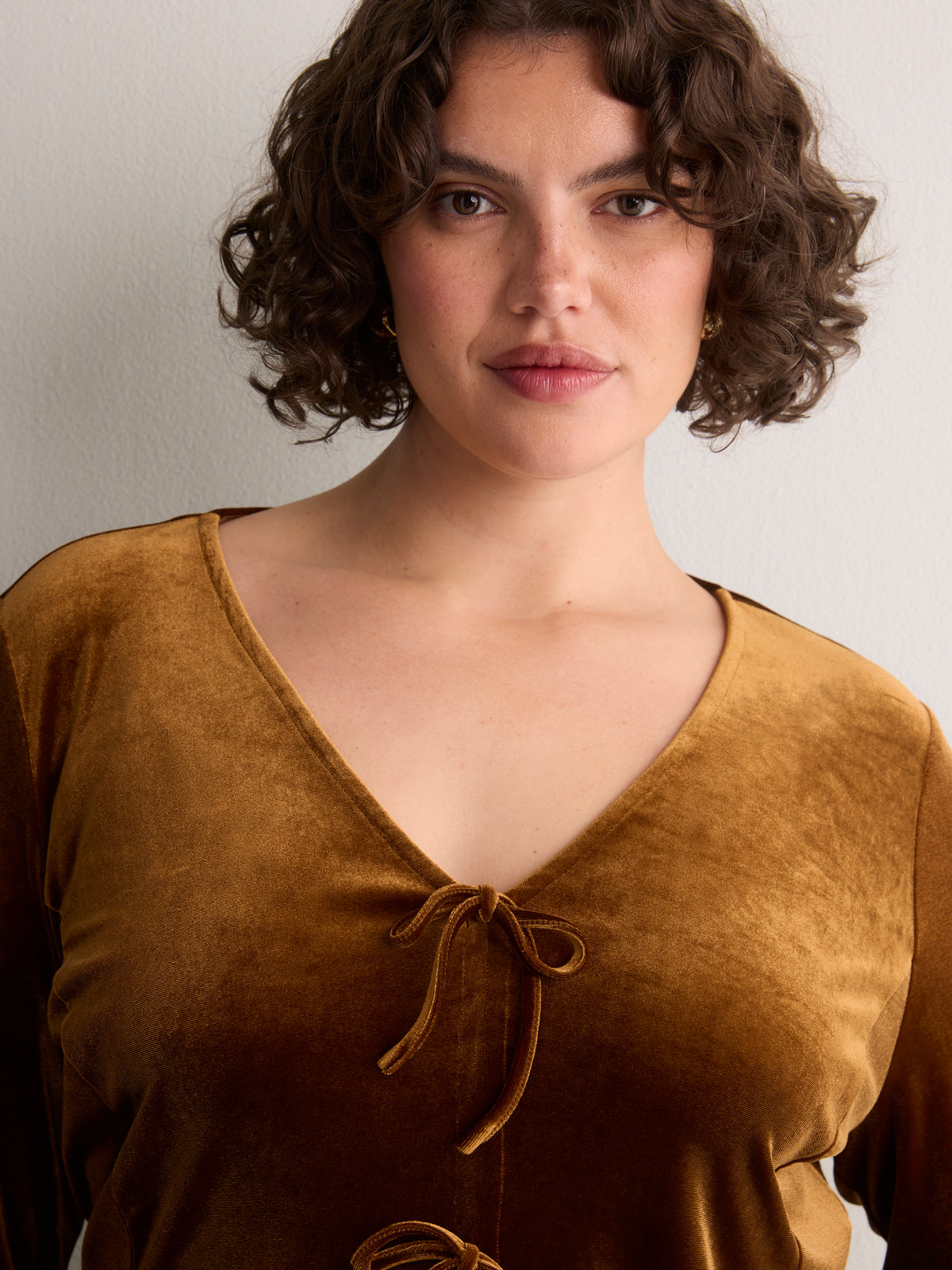 Fit-and-Flare Tie-Front Velvet Cardigan