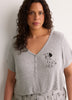 Grey Textured Henley Pyjama Top with Dalmatian Print - Disney